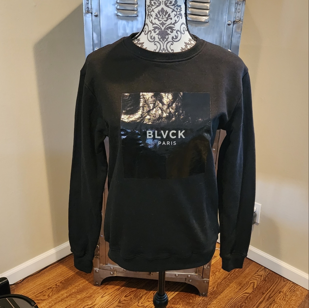 BLVCK Paris Exclusive Square Logo French Terry Cotton Sweatshirt